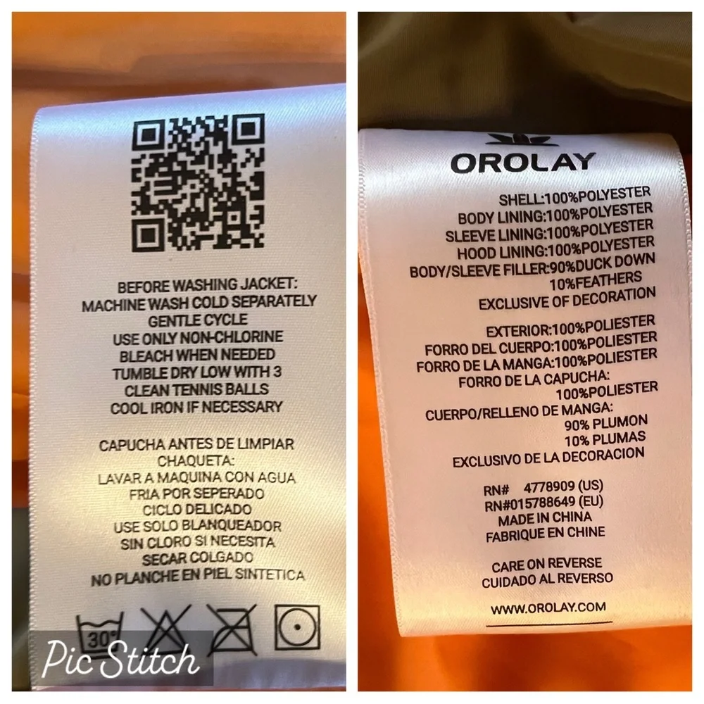 OROLAY THICKENED DOWN PUFFER COAT SIZE SMALL  NEW - Picture 11 of 16